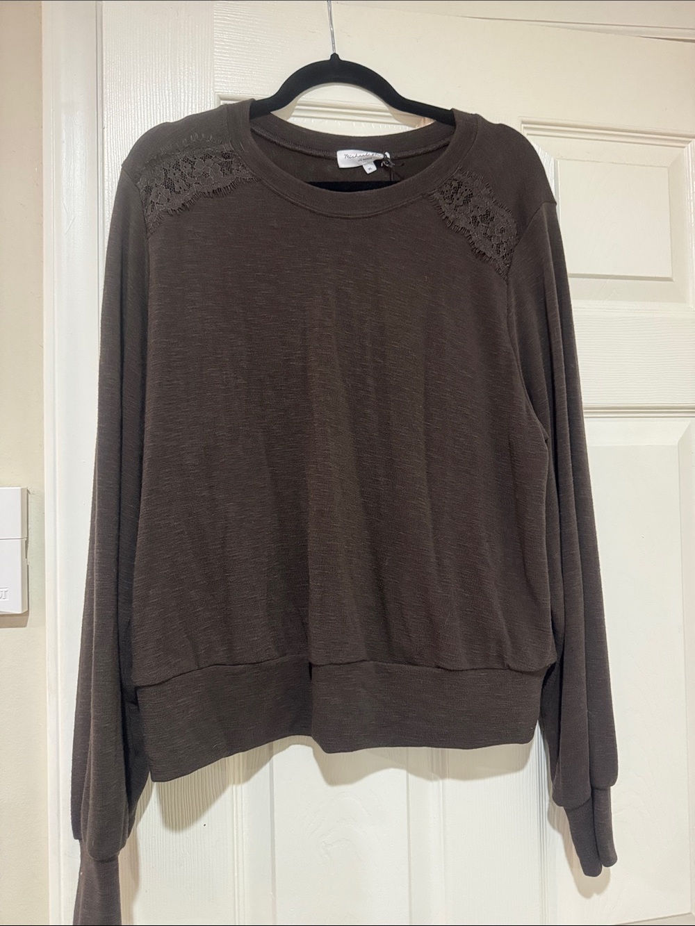 Michael Stars/Women’s Brown/Java Lace-Accent ‘Esther’Pullover/US Size 12. NEW!